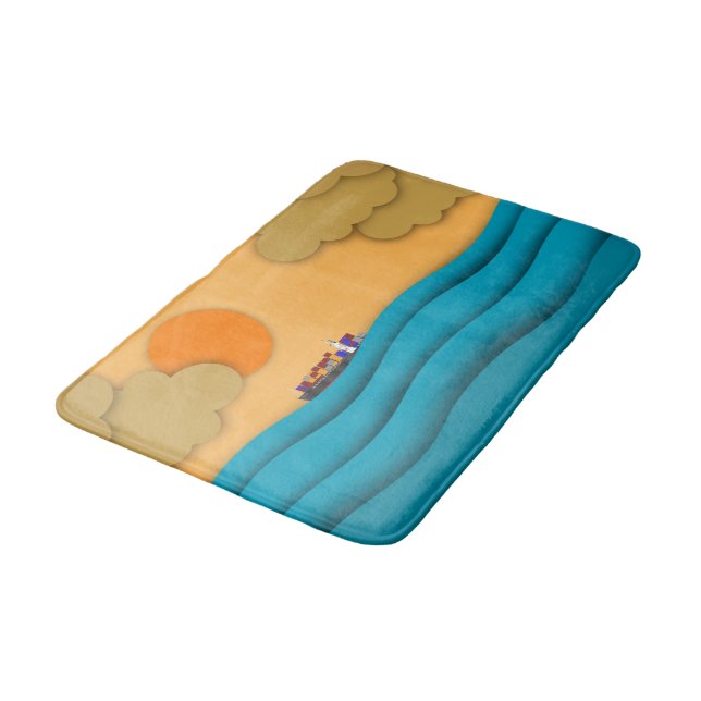 Sunrise Ocean Ship Sun Sunset Bath Mat (Angled)