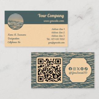Sunrise Ocean Waves Icon Business Card