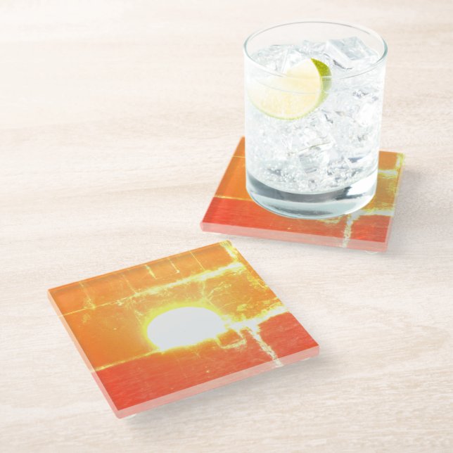 Sunrise on Fire Glass Coaster (Angled)