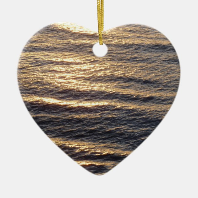 Sunrise on Ocean Waters Blue Abstract Photography Ceramic Tree Decoration (Front)