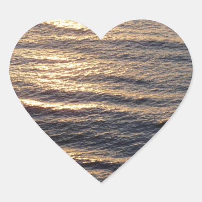 Sunrise on Ocean Waters Calming Photography Heart Sticker (Front)