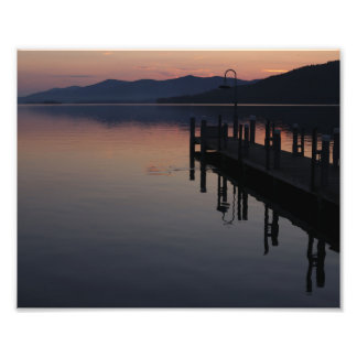 Sunrise on the dock at Lake George New York Photo Print