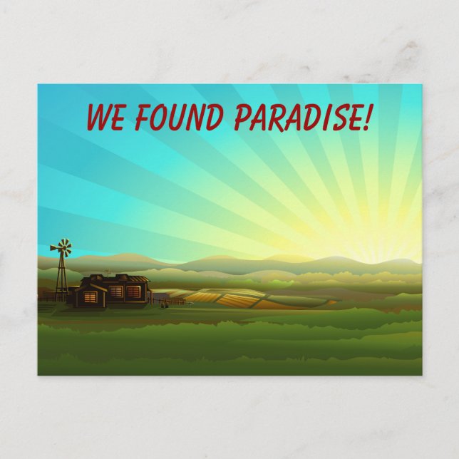 Sunrise on the Farm Paradise Announcement Postcard (Front)