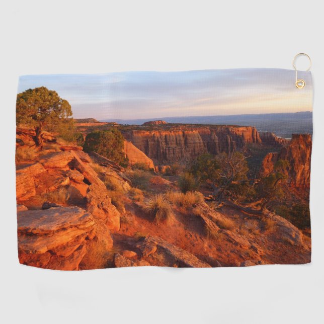 Sunrise on the Grand View Trail at CO Monument Golf Towel (Horizontal)