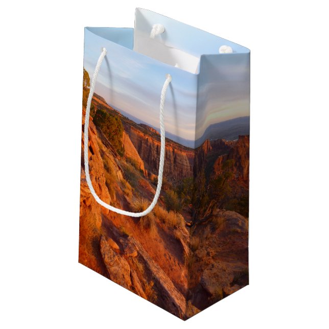 Sunrise on the Grand View Trail at CO Monument Small Gift Bag (Back Angled)