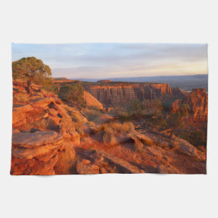 Sunrise on the Grand View Trail at CO Monument Tea Towel