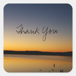 Sunrise on the Lake Thank You Square Sticker