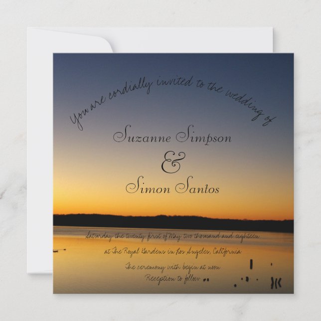 Sunrise on the Lake Wedding Invitation (Front)