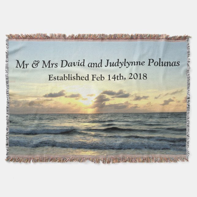 SUNRISE ON THE OCEAN PERSONALIZED WEDDING BLANKET (Front)