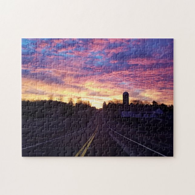 Sunrise On The Road Jigsaw Puzzle (Horizontal)