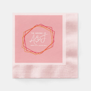 Sunrise Orange Pink Bright Rose Pink Red Wedding  Napkin