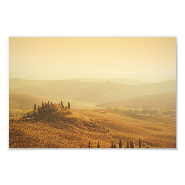 Sunrise over a landscape in Tuscany photo print (Front)