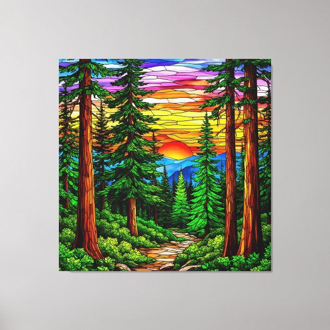 Sunrise Over a Tranquil Forest Landscape Canvas Print (Front)