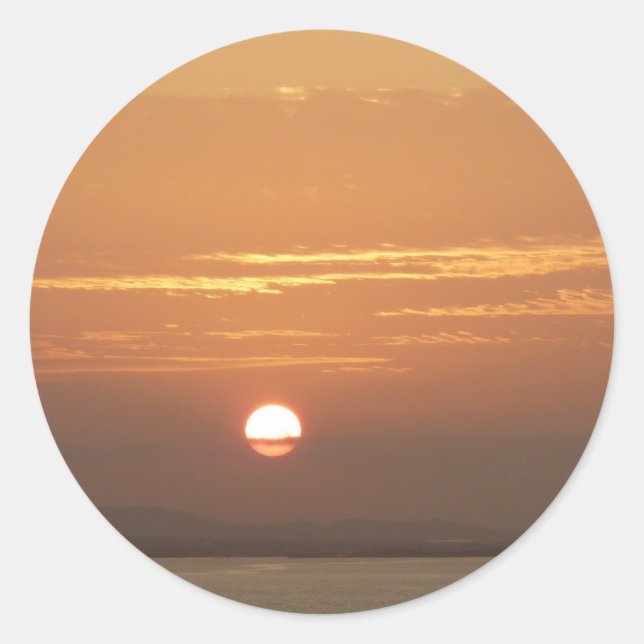 Sunrise over Aruba I Caribbean Seascape Classic Round Sticker (Front)