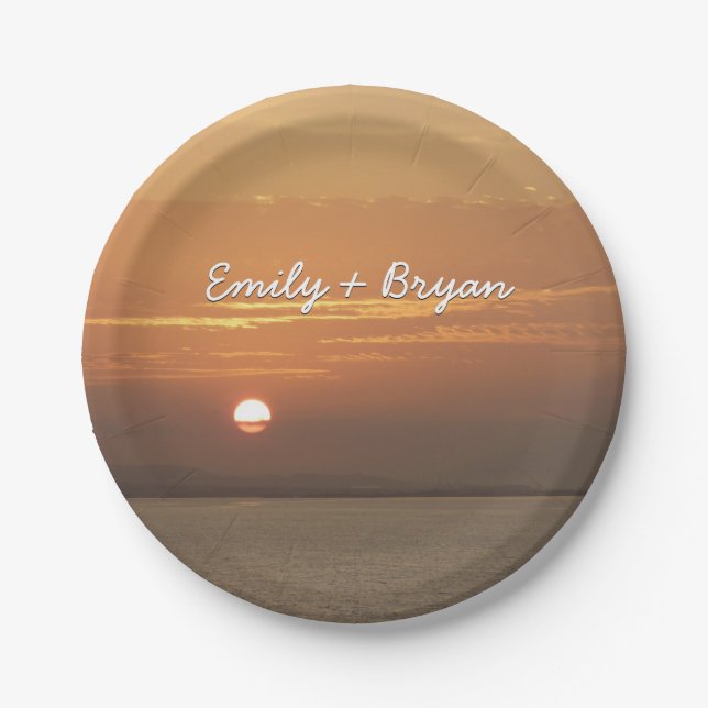 Sunrise over Aruba I Caribbean Seascape Paper Plate (Front)