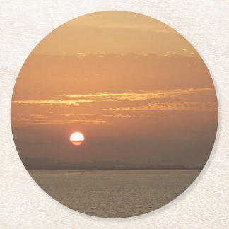 Sunrise over Aruba I Caribbean Seascape Round Paper Coaster