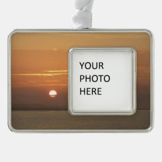 Sunrise over Aruba I Caribbean Seascape Silver Plated Framed Ornament