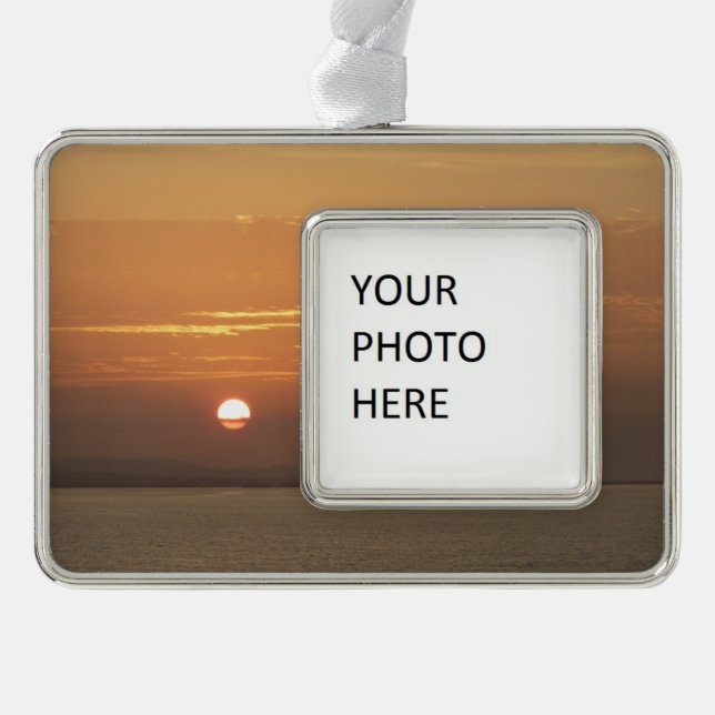 Sunrise over Aruba I Caribbean Seascape Silver Plated Framed Ornament (Front)