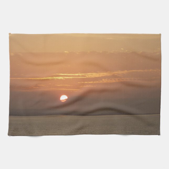 Sunrise over Aruba I Caribbean Seascape Tea Towel (Horizontal)