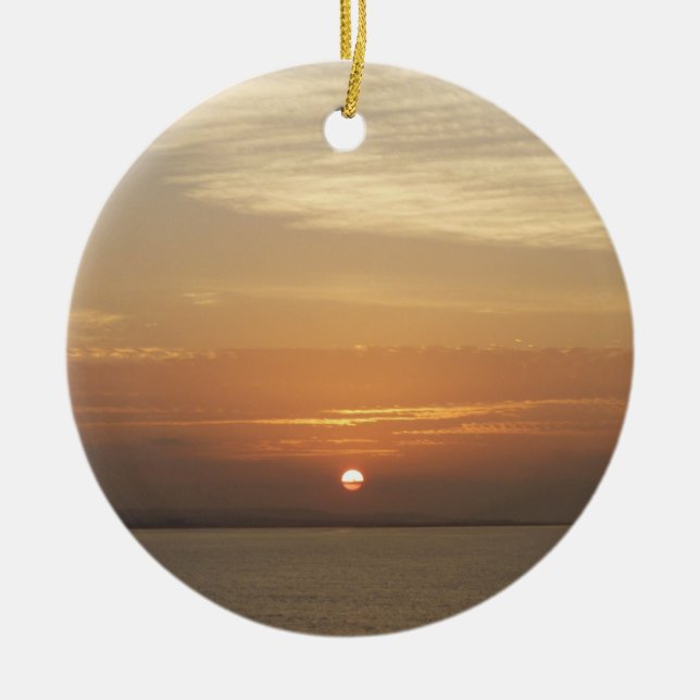 Sunrise over Aruba II Caribbean Seascape Ceramic Tree Decoration (Front)