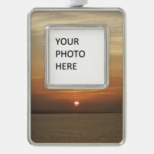 Sunrise over Aruba II Caribbean Seascape Silver Plated Framed Ornament