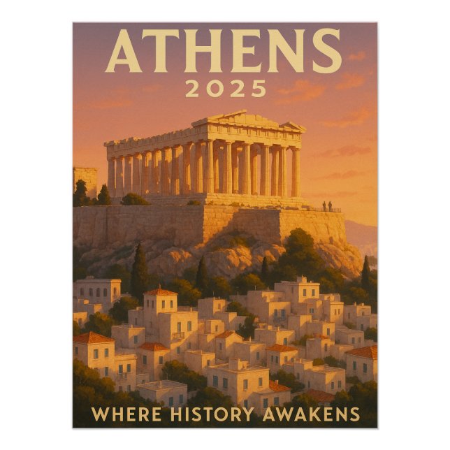 Sunrise Over Athens Greek Poster (Front)