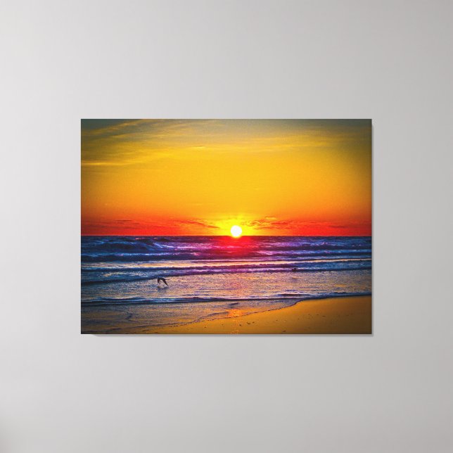Sunrise Over Atlantic Ocean & Water Reflection Canvas Print (Front)