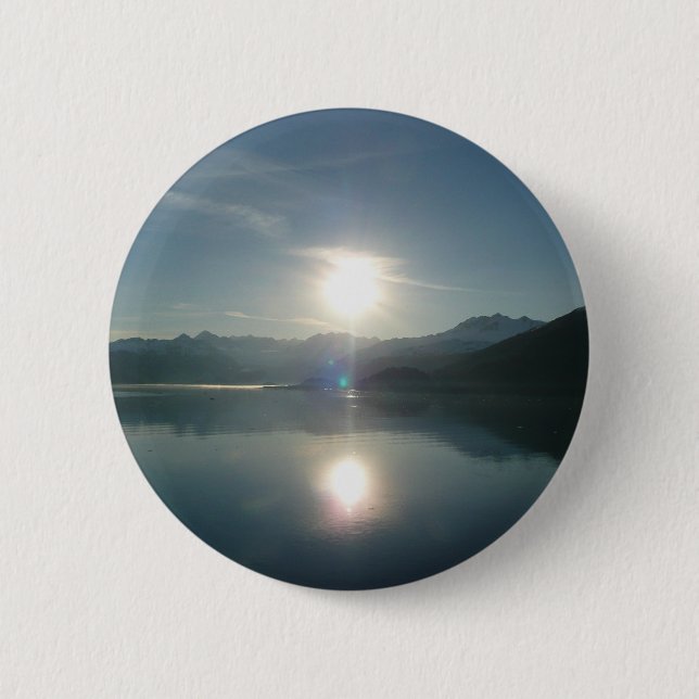 Sunrise over College Fjord Alaska Photography 6 Cm Round Badge (Front)