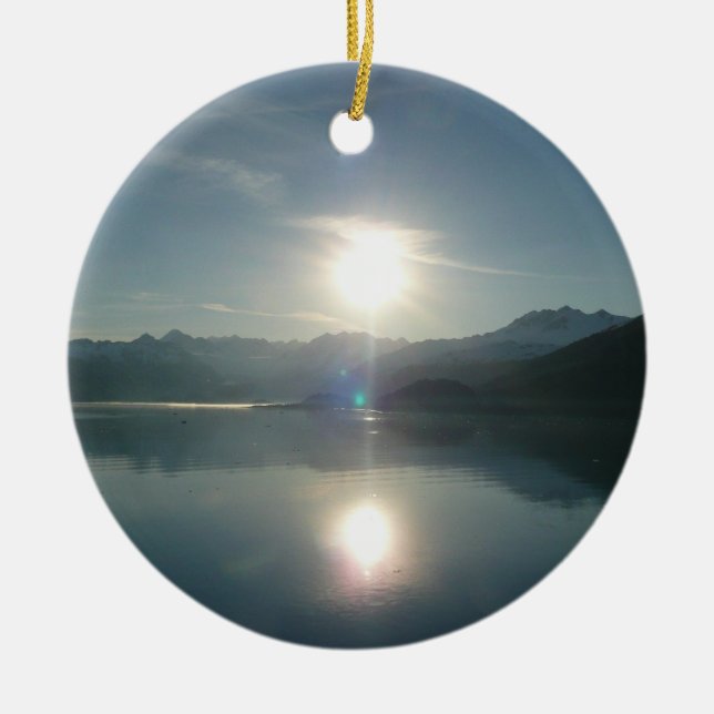 Sunrise over College Fjord Alaska Photography Ceramic Tree Decoration (Front)