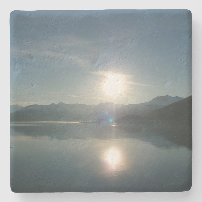 Sunrise over College Fjord Alaska Photography Stone Coaster (Front)