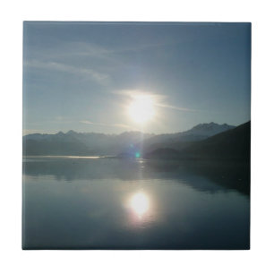 Sunrise over College Fjord Alaska Photography Tile