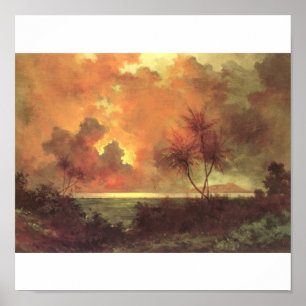 Sunrise Over Diamond Head, oil on canvas painting Poster