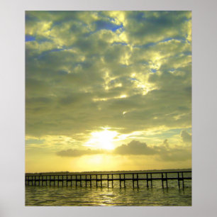 Sunrise over dock poster