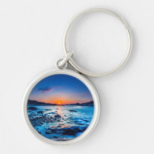 Sunrise Over Horizon At Seashore At Dawn Key Ring