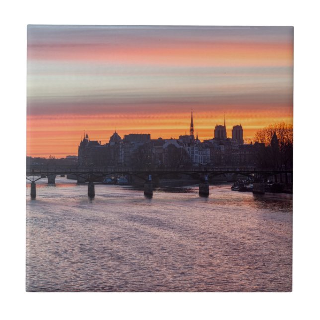 Sunrise over Ile de la Cite and Notre Dame - Paris Tile (Front)