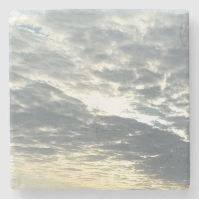 Sunrise Over Lake With Cumulus Clouds Stone Coaster (Front)