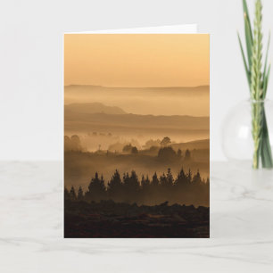 Sunrise Over Misty Rolling Hills Landscape Card