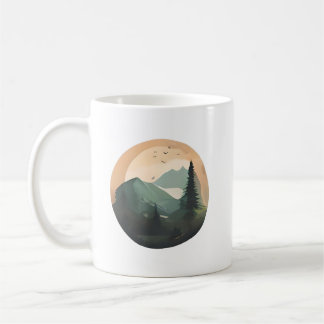 Sunrise Over Peaks: A Tranquil Mountain Scene Coffee Mug