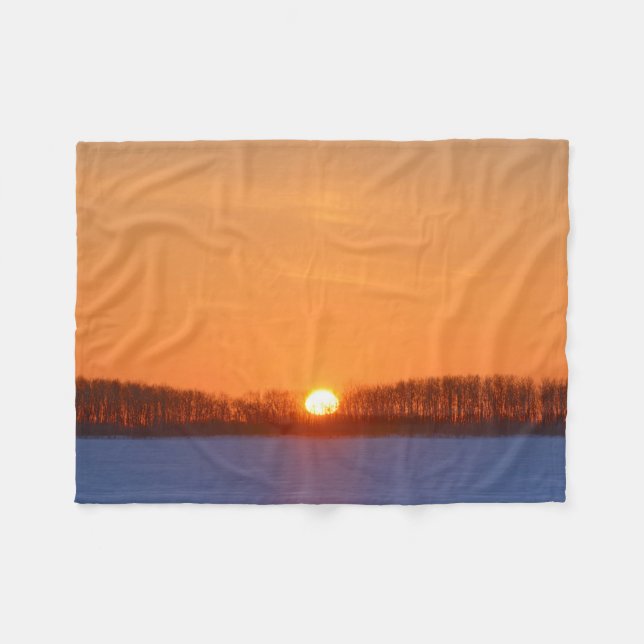 Sunrise Over Prairie | Manitoba, Canada Fleece Blanket (Front (Horizontal))