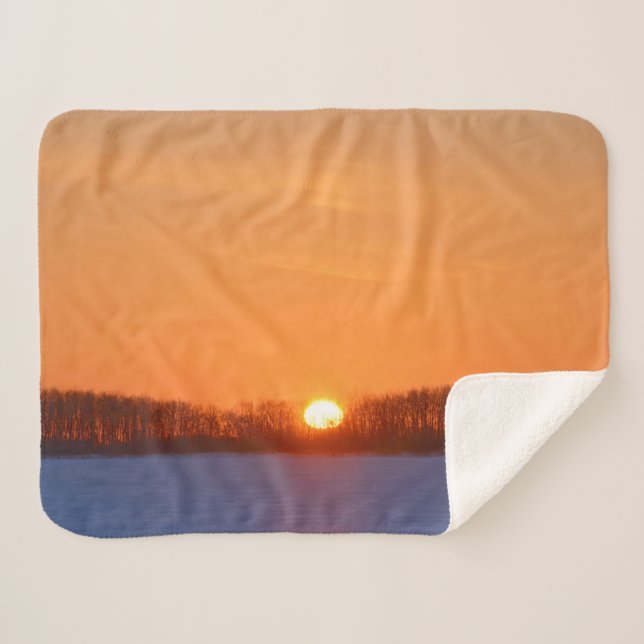 Sunrise Over Prairie | Manitoba, Canada Sherpa Blanket (Front (Horizontal))