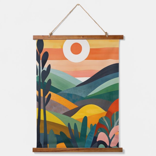 Sunrise Over Rolling Hills Hanging Tapestry (Front)