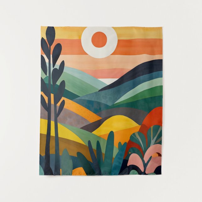 Sunrise Over Rolling Hills Tapestry (Front)