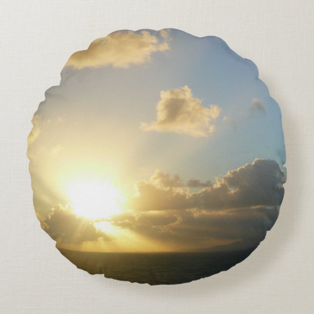 Sunrise over San Juan II Puerto Rico Round Cushion (Front)