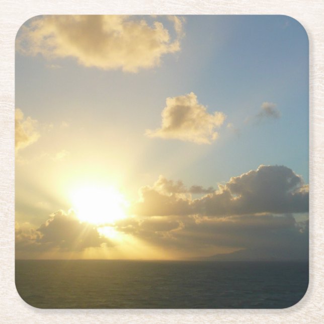 Sunrise over San Juan II Puerto Rico Square Paper Coaster (Front)