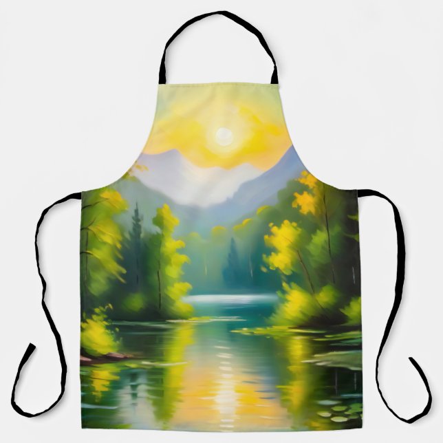 Sunrise over snow covered mountains and lake apron (Front)