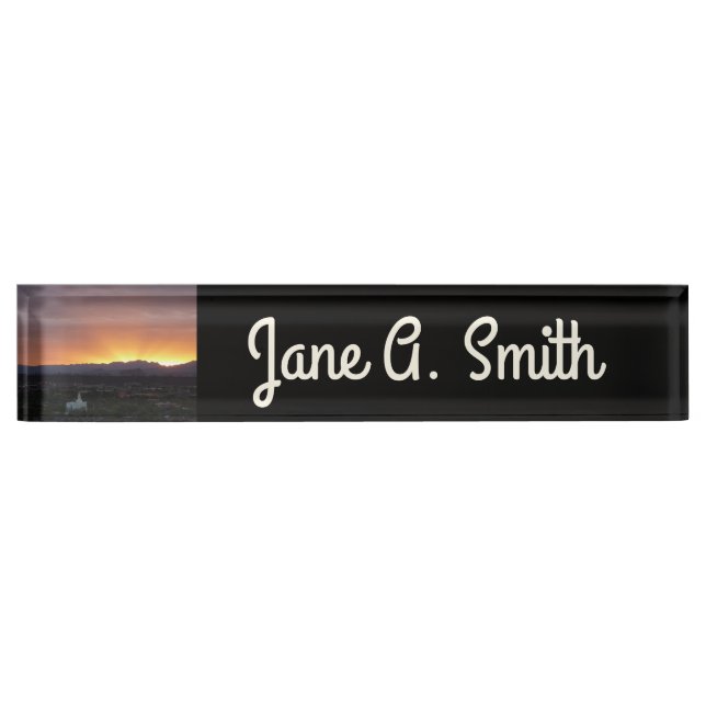 Sunrise over St. George Utah Landscape Nameplate (Front)
