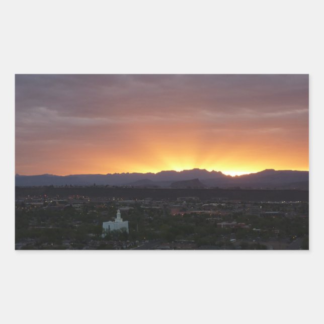 Sunrise over St. George Utah Landscape Rectangular Sticker (Front)