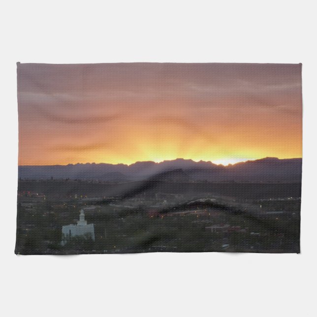 Sunrise over St. George Utah Landscape Tea Towel (Horizontal)