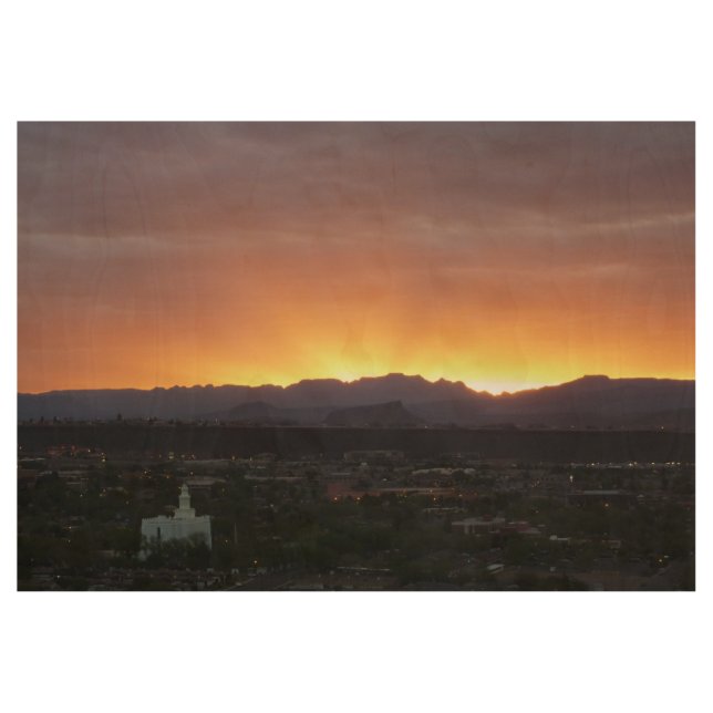 Sunrise over St. George Utah Landscape Wood Poster (Front)