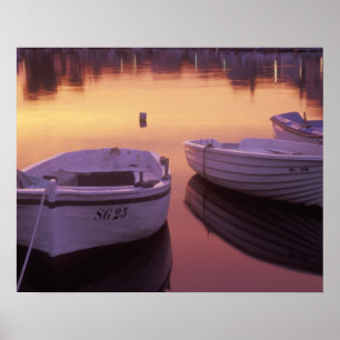 Sunrise over Stari Grad harbour with fishing Poster